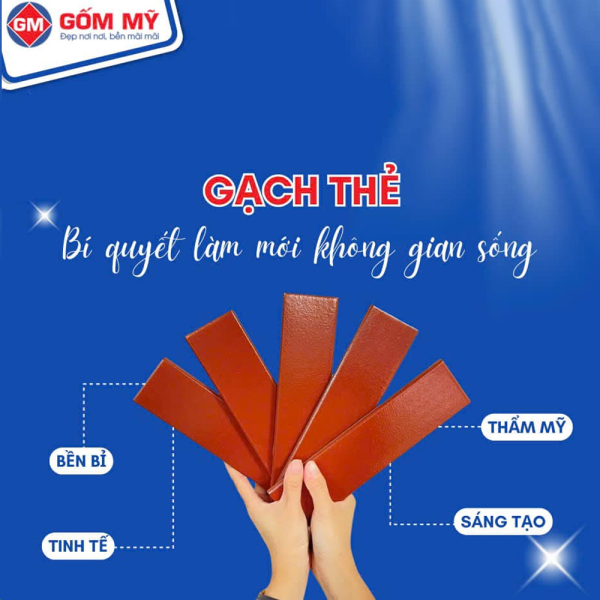 Gạch đất nung Gốm Mỹ 6×24 men đỏ 01