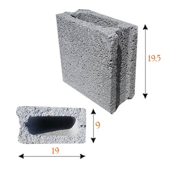 Gạch không nung block 19×19.5×9 mi 01
