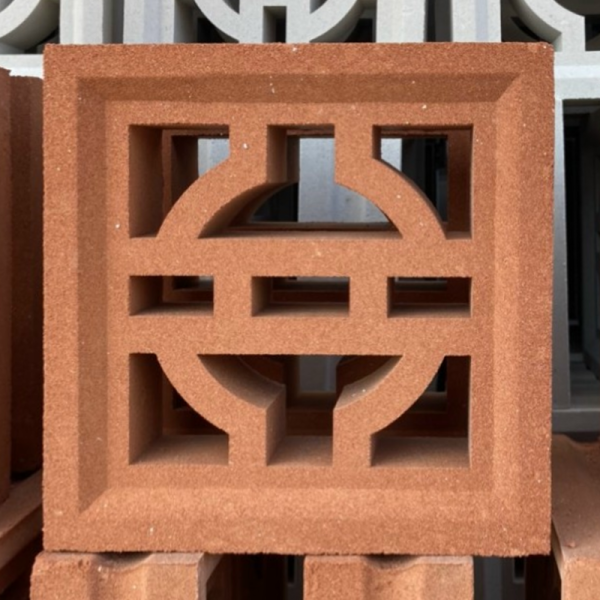 Gạch không nung bông gió 19×19 đồng tiền đỏ 01
