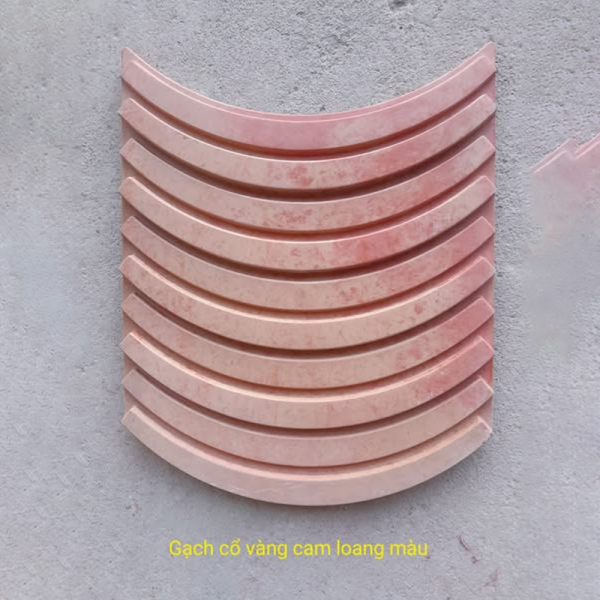 Gạch không nung cổ 20×20 cầu vồng vàng cam loang 01