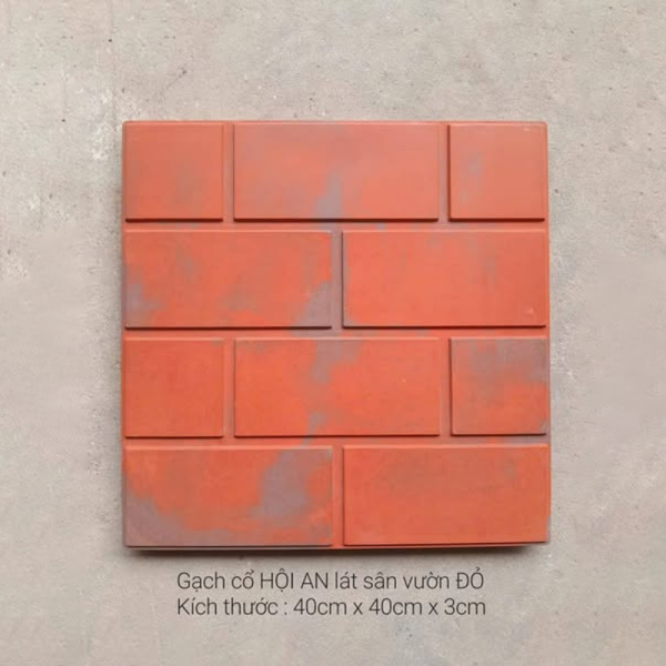 Gạch không nung cổ 40×40 Hội An đỏ 01