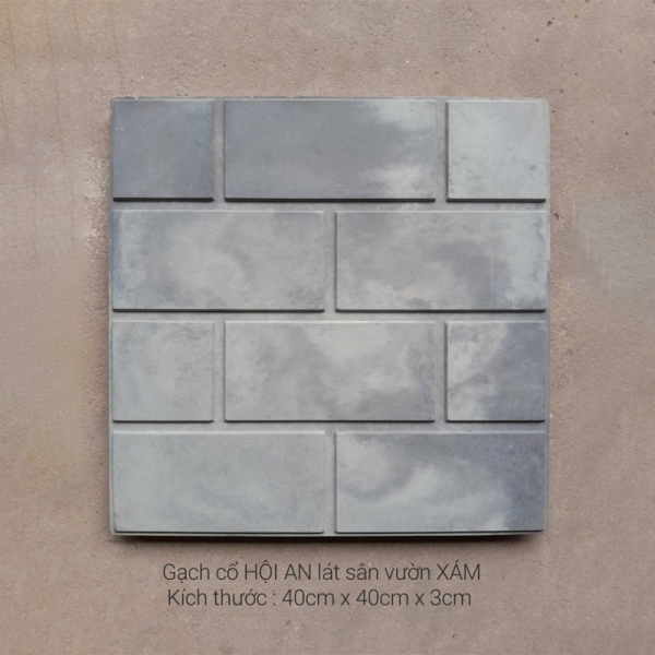 Gạch không nung cổ 40×40 Hội An xám 01