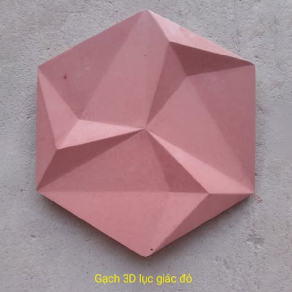 Gạch không nung lục giác 20×20 3D đỏ 01