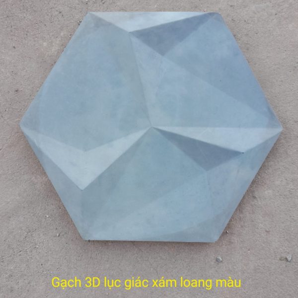 Gạch không nung lục giác 20×20 3D xám loang 01