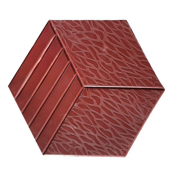 Gạch không nung lục giác 25x29x6 giả đá bóng đỏ 01