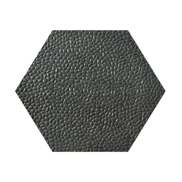 Gạch không nung sỏi 40x40x4 lục giác đen hạt nghiền 01