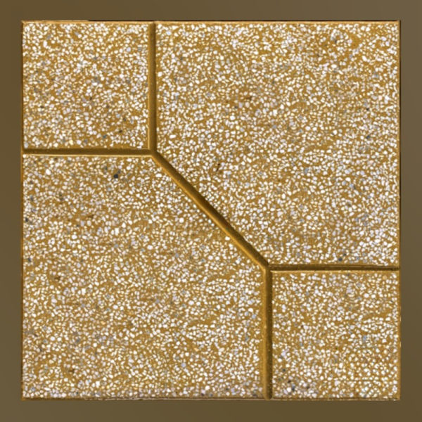 Gạch không nung terrazzo 40x40x3 2 chữ Y vàng 01