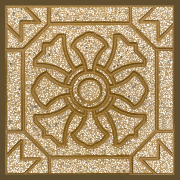 Gạch không nung terrazzo 40x40x3 hoa thị vàng 01