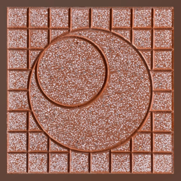 Gạch không nung terrazzo 40x40x3 mặt trăng đỏ 01