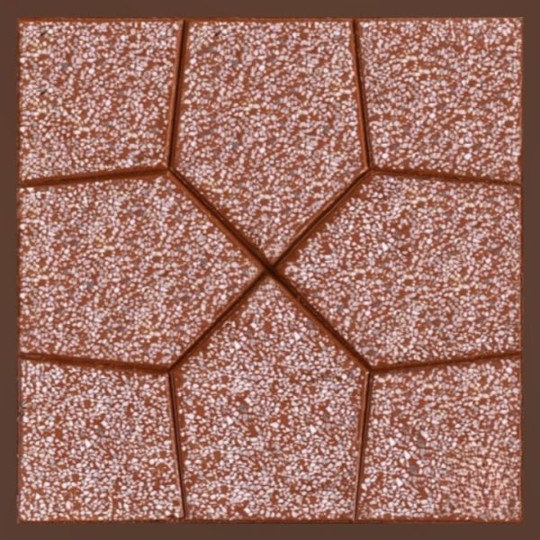 Gạch không nung terrazzo 40x40x3 nụ hoa đỏ 01