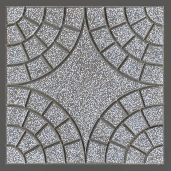 Gạch không nung terrazzo 40x40x3 quạt 4 góc đen 01