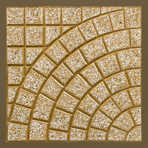 Gạch không nung terrazzo 40x40x3 quạt 7 vòng vàng 01