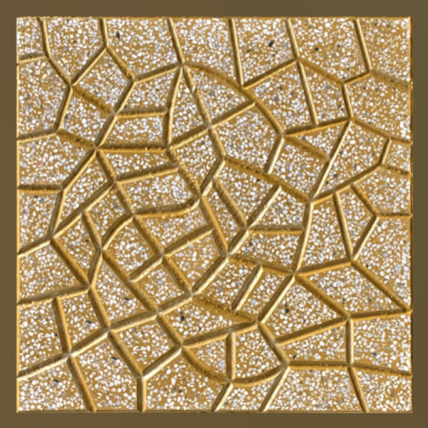 Gạch không nung terrazzo 40x40x3 vân rối vàng 01