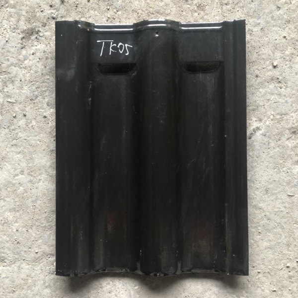 Ngói đất nung Takao 40x30x1.07 men ghi đen TK05 01